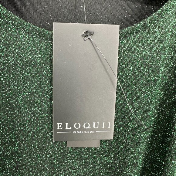 Eloquii Lurex Shimmer Dress 22 Tulip Hem Asymmetrical Cocktail Party Green - Picture 14 of 15
